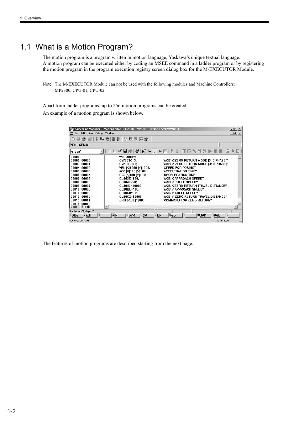 1 what is a motion program | Yaskawa MP2000 Series: User's Manual for Motion Programming User Manual | Page 18 / 356