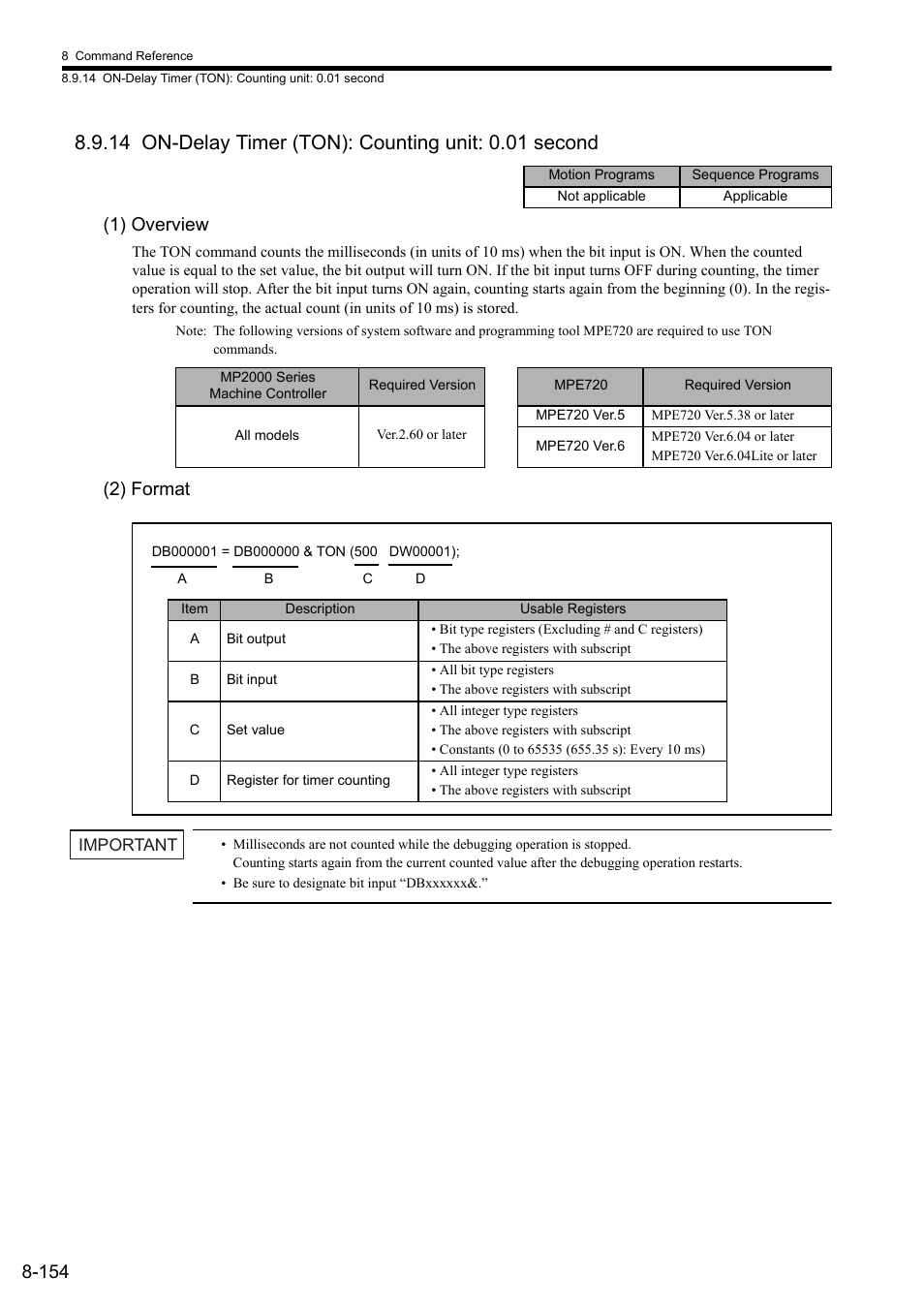 1) overview, 2) format | Yaskawa MP2000 Series: User's Manual for Motion Programming User Manual | Page 261 / 356