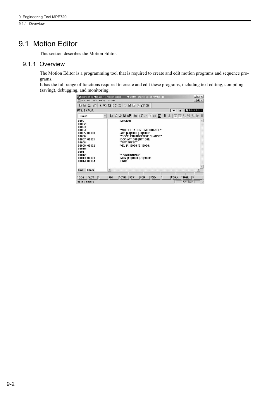 1 motion editor, 1 overview | Yaskawa MP2000 Series: User's Manual for Motion Programming User Manual | Page 270 / 356