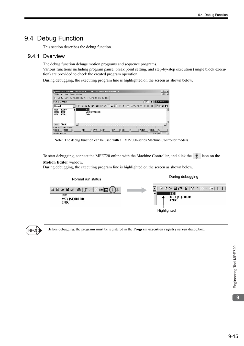 4 debug function, 1 overview | Yaskawa MP2000 Series: User's Manual for Motion Programming User Manual | Page 283 / 356