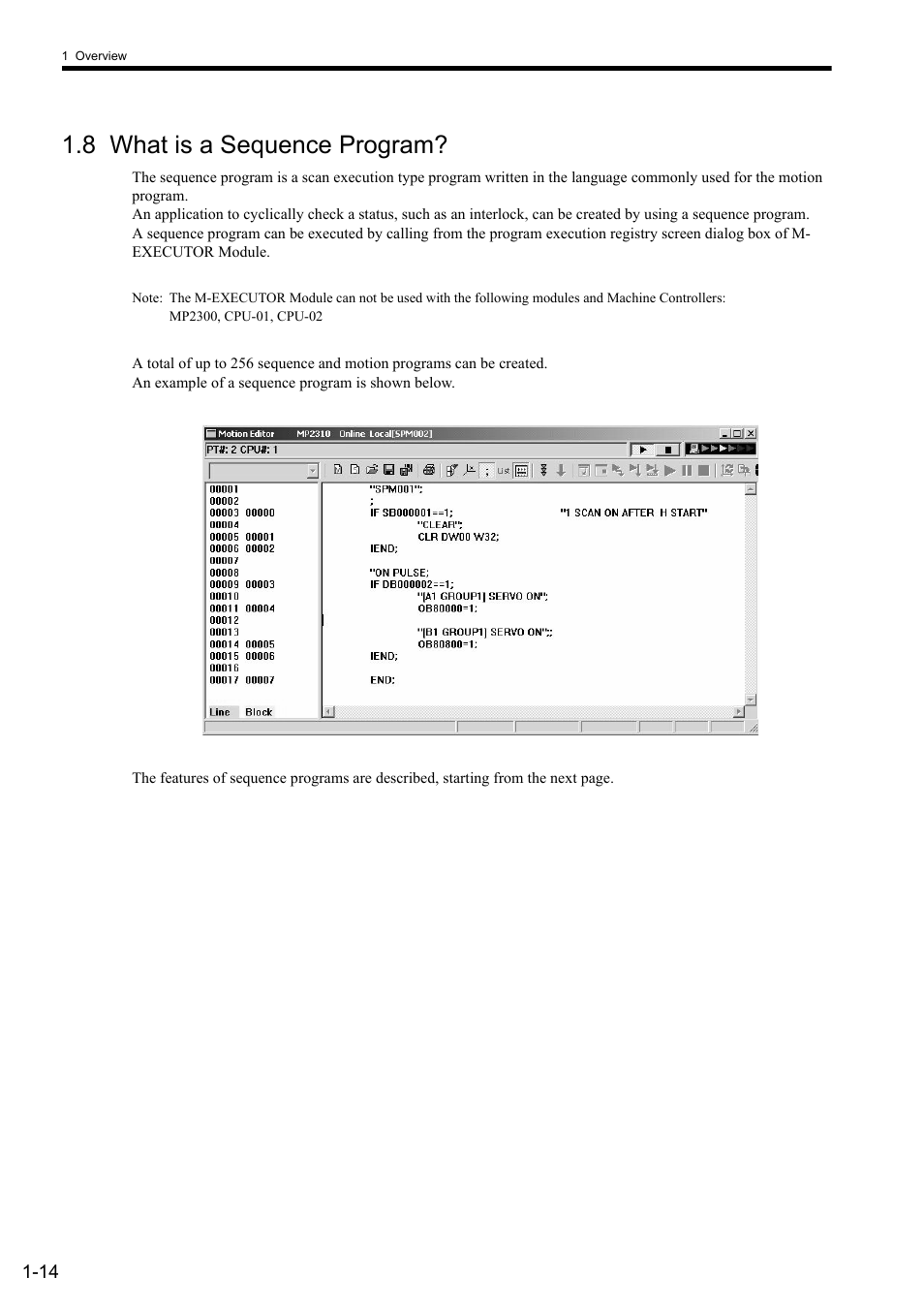 8 what is a sequence program | Yaskawa MP2000 Series: User's Manual for Motion Programming User Manual | Page 30 / 356