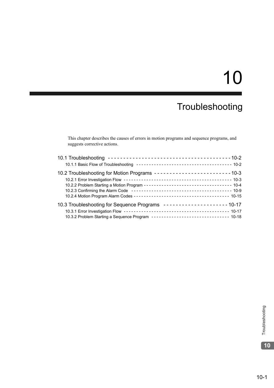 10 troubleshooting, Troubleshooting | Yaskawa MP2000 Series: User's Manual for Motion Programming User Manual | Page 304 / 356