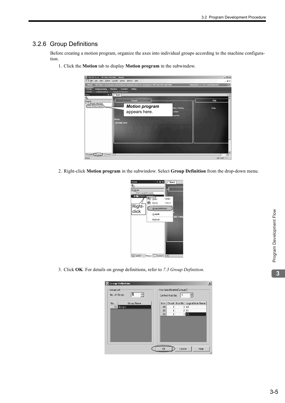 6 group definitions | Yaskawa MP2000 Series: User's Manual for Motion Programming User Manual | Page 43 / 356