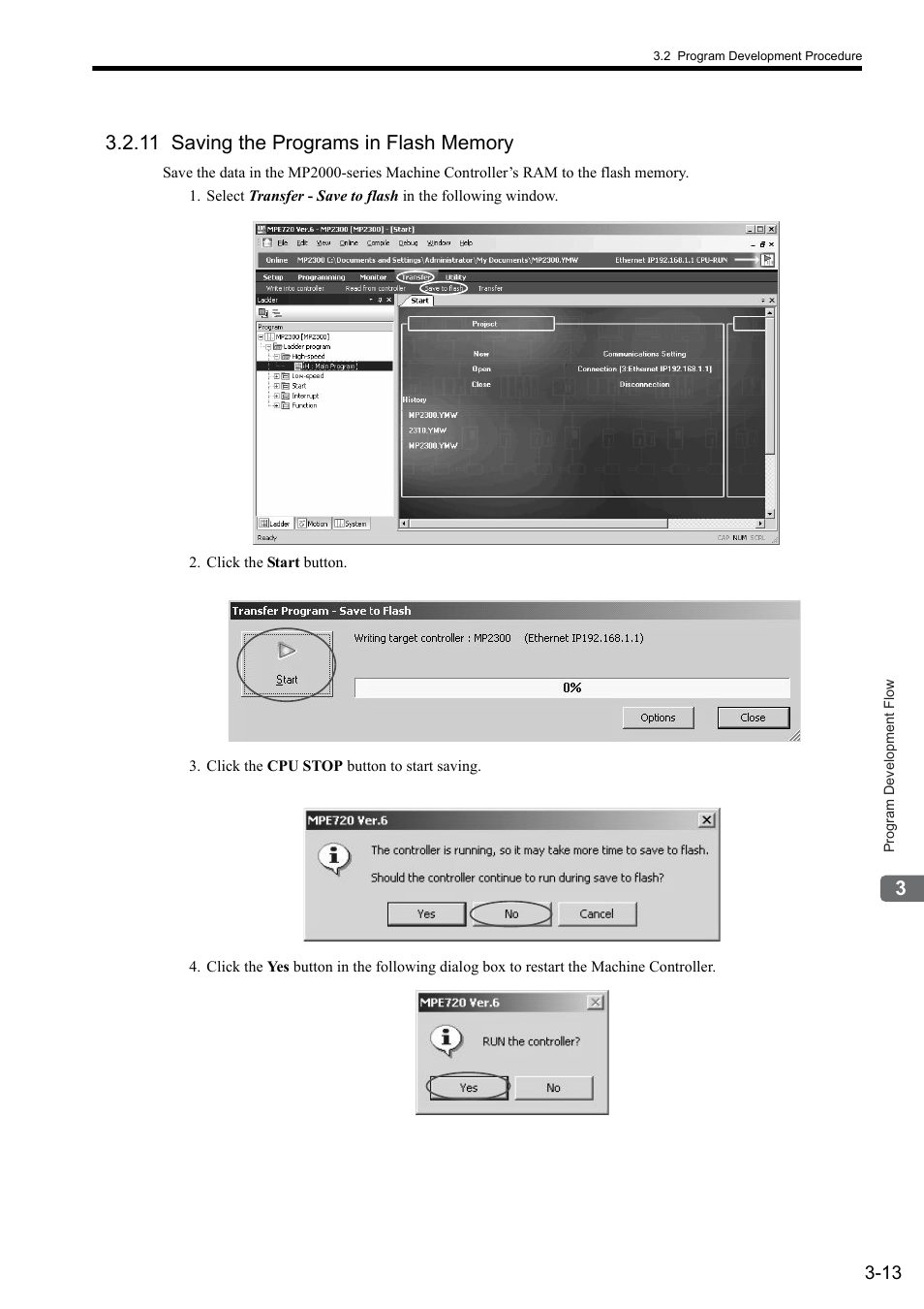 11 saving the programs in flash memory | Yaskawa MP2000 Series: User's Manual for Motion Programming User Manual | Page 51 / 356