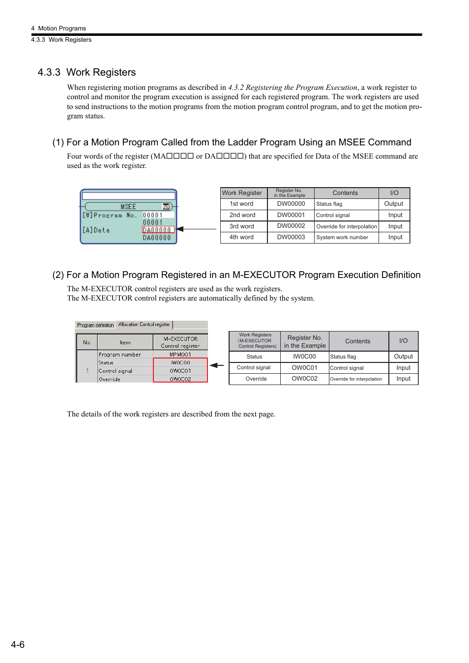 3 work registers | Yaskawa MP2000 Series: User's Manual for Motion Programming User Manual | Page 58 / 356