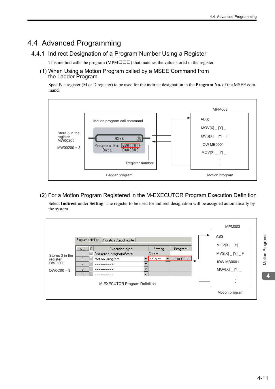 4 advanced programming | Yaskawa MP2000 Series: User's Manual for Motion Programming User Manual | Page 63 / 356