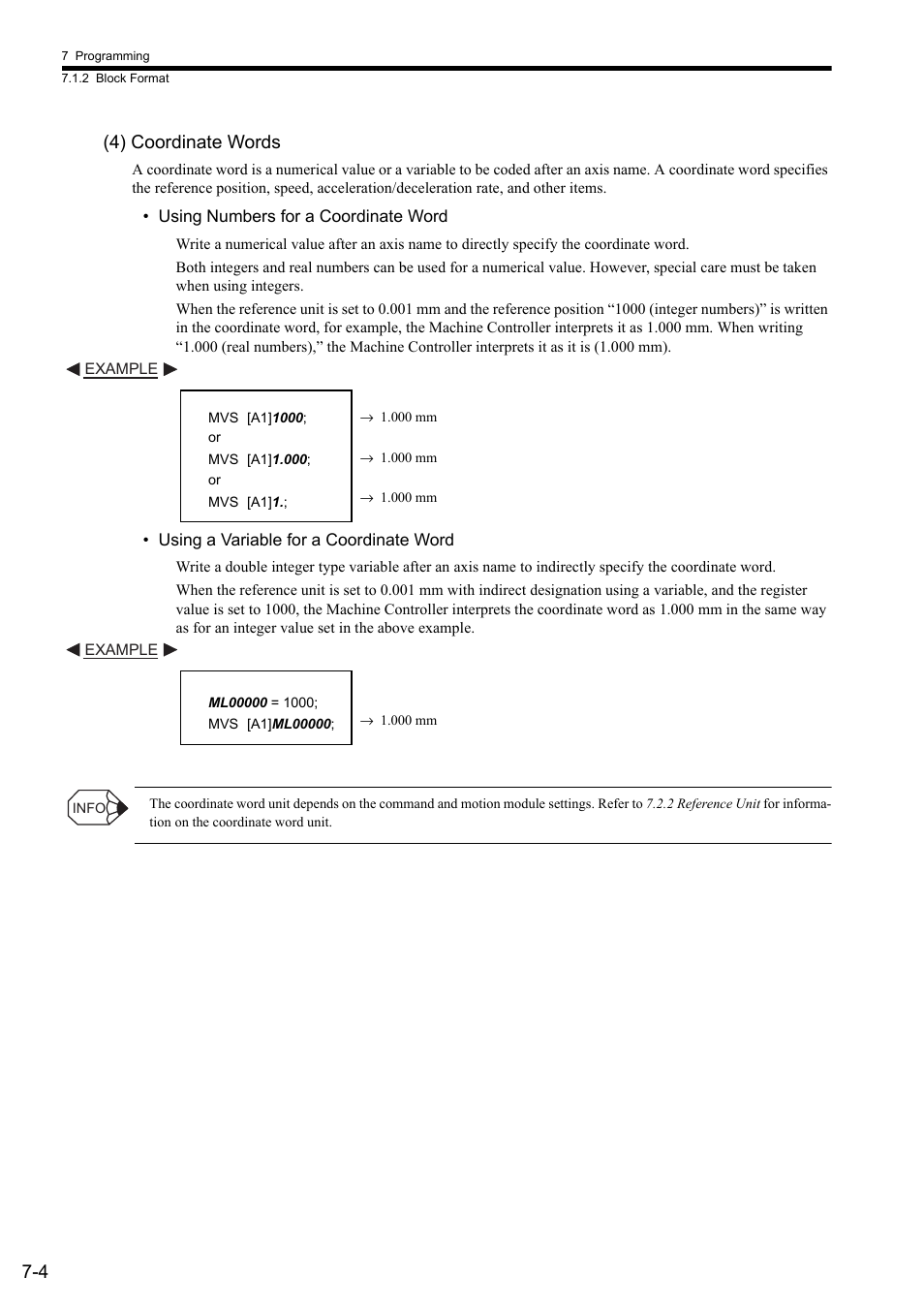 4) coordinate words, 4 (4) coordinate words | Yaskawa MP2000 Series: User's Manual for Motion Programming User Manual | Page 92 / 356