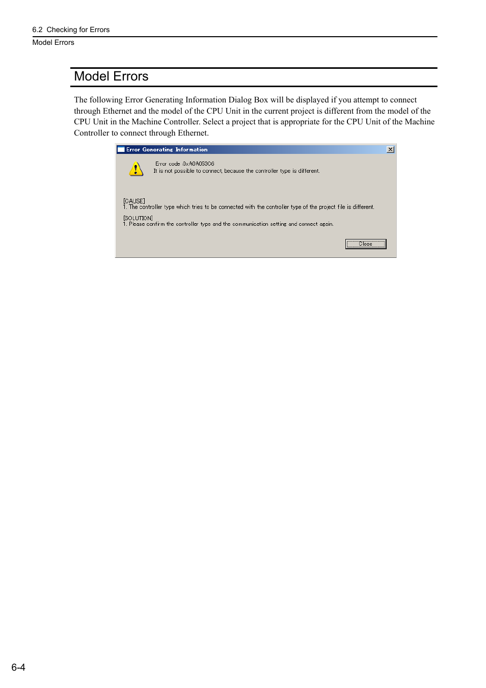 Model errors, Model errors -4 | Yaskawa MP3200 Troubleshooting Manual User Manual | Page 118 / 219