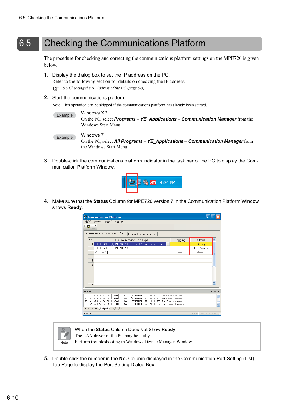 5 checking the communications platform, Checking the communications platform -10 | Yaskawa MP3200 Troubleshooting Manual User Manual | Page 124 / 219