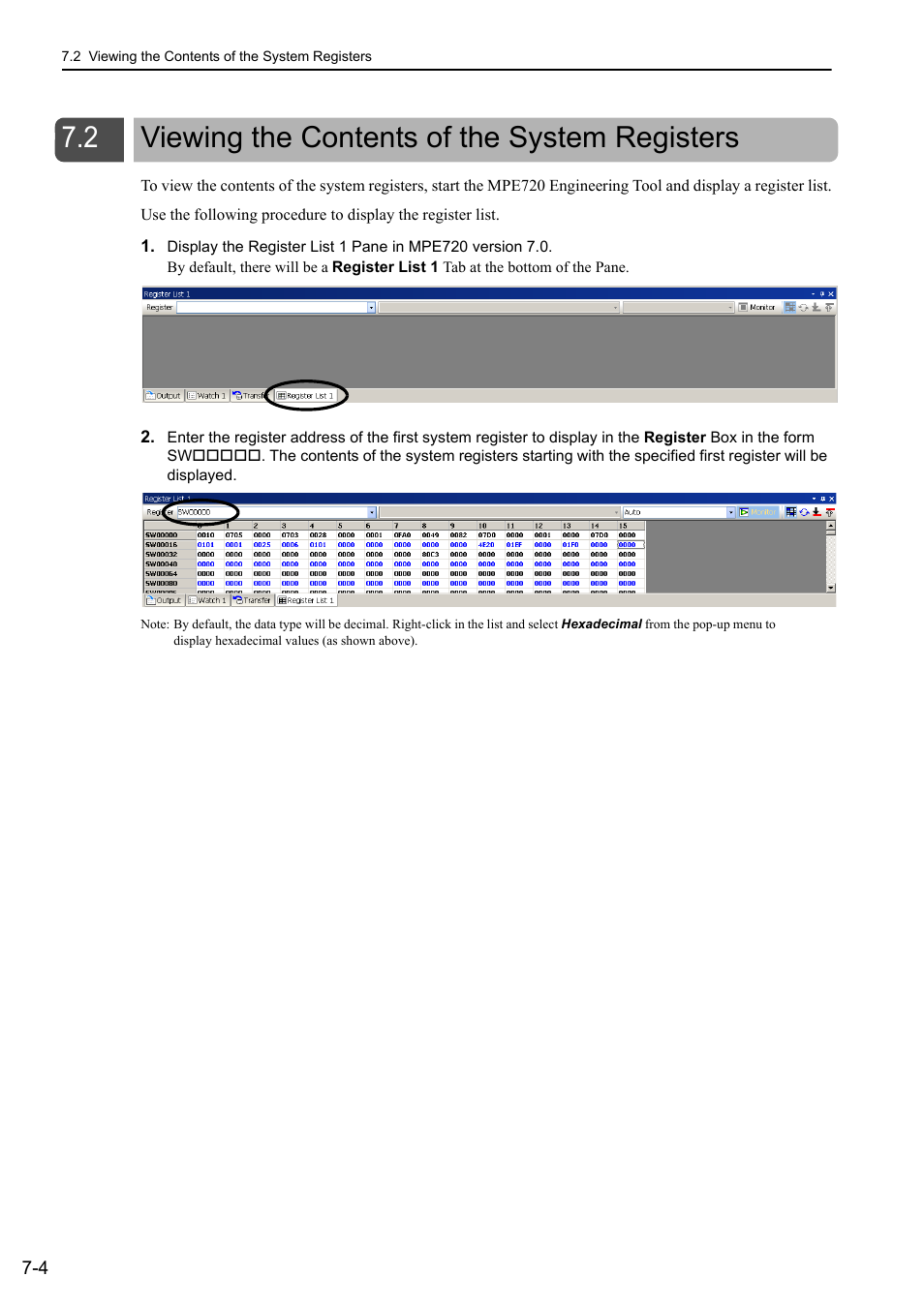 2 viewing the contents of the system registers, Viewing the contents of the system registers -4 | Yaskawa MP3200 Troubleshooting Manual User Manual | Page 130 / 219