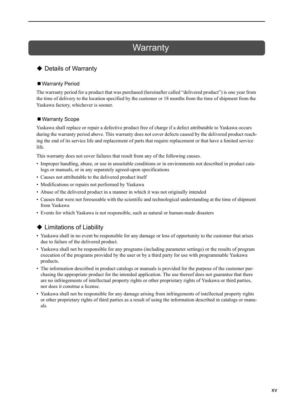 Warranty | Yaskawa MP3200 Troubleshooting Manual User Manual | Page 15 / 219