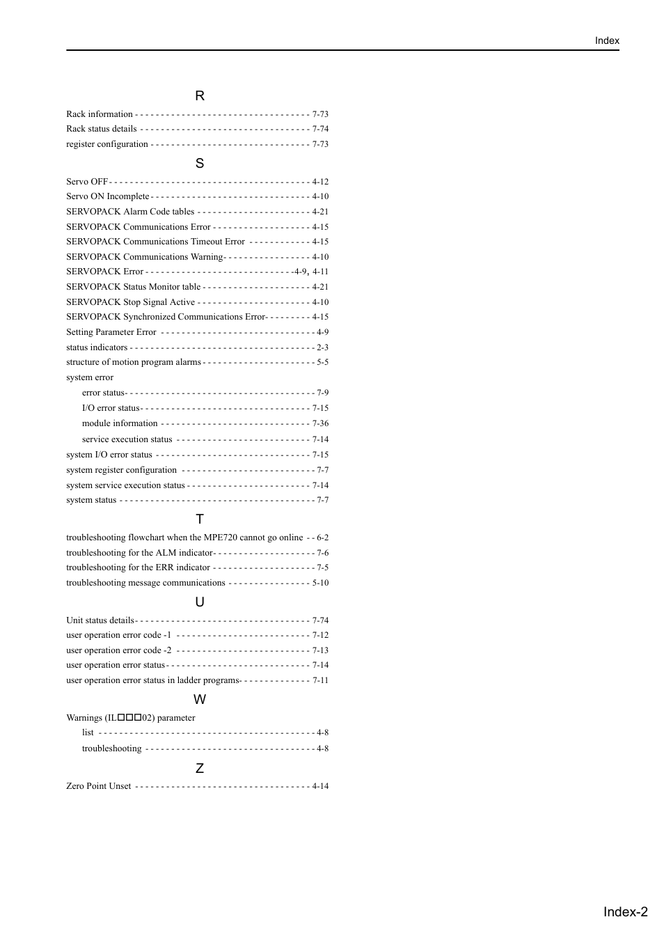Index-2 r | Yaskawa MP3200 Troubleshooting Manual User Manual | Page 217 / 219