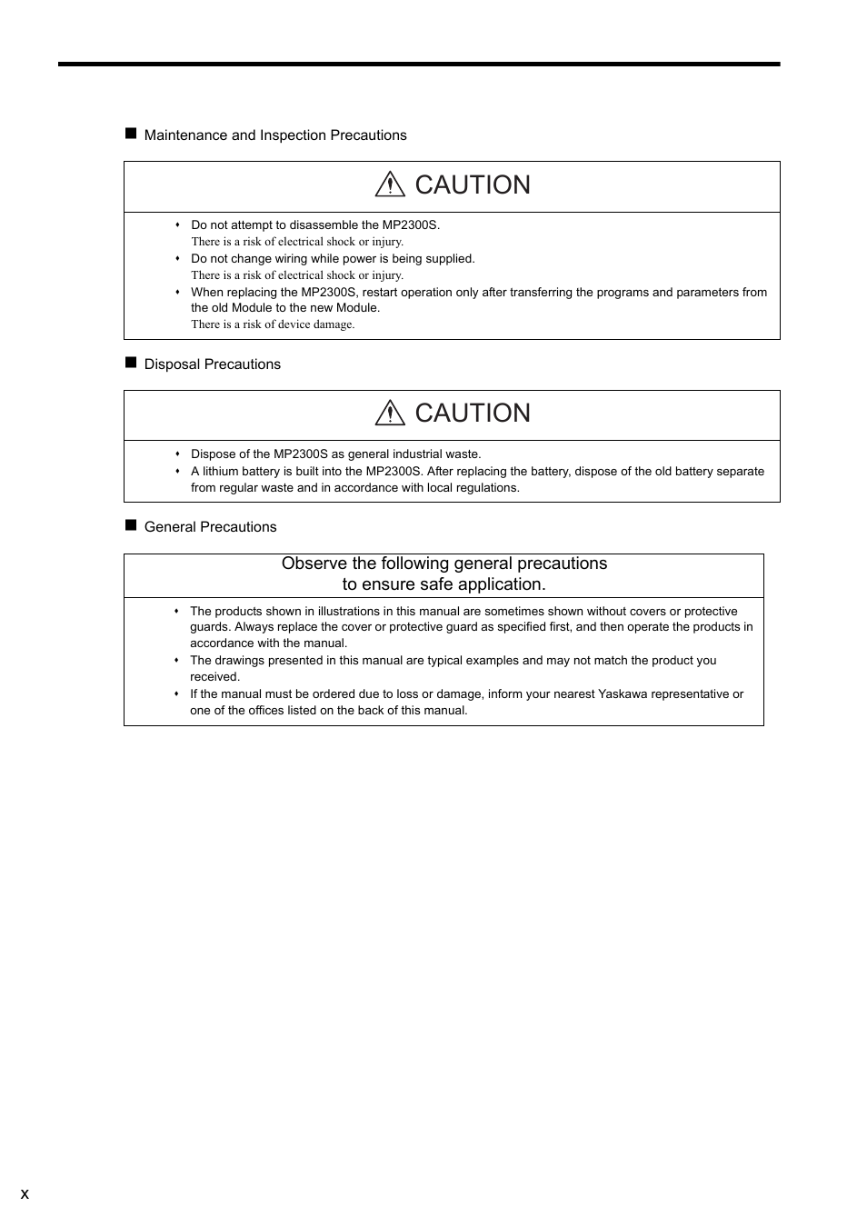 Caution | Yaskawa MP2300S Basic Module User Manual | Page 10 / 460