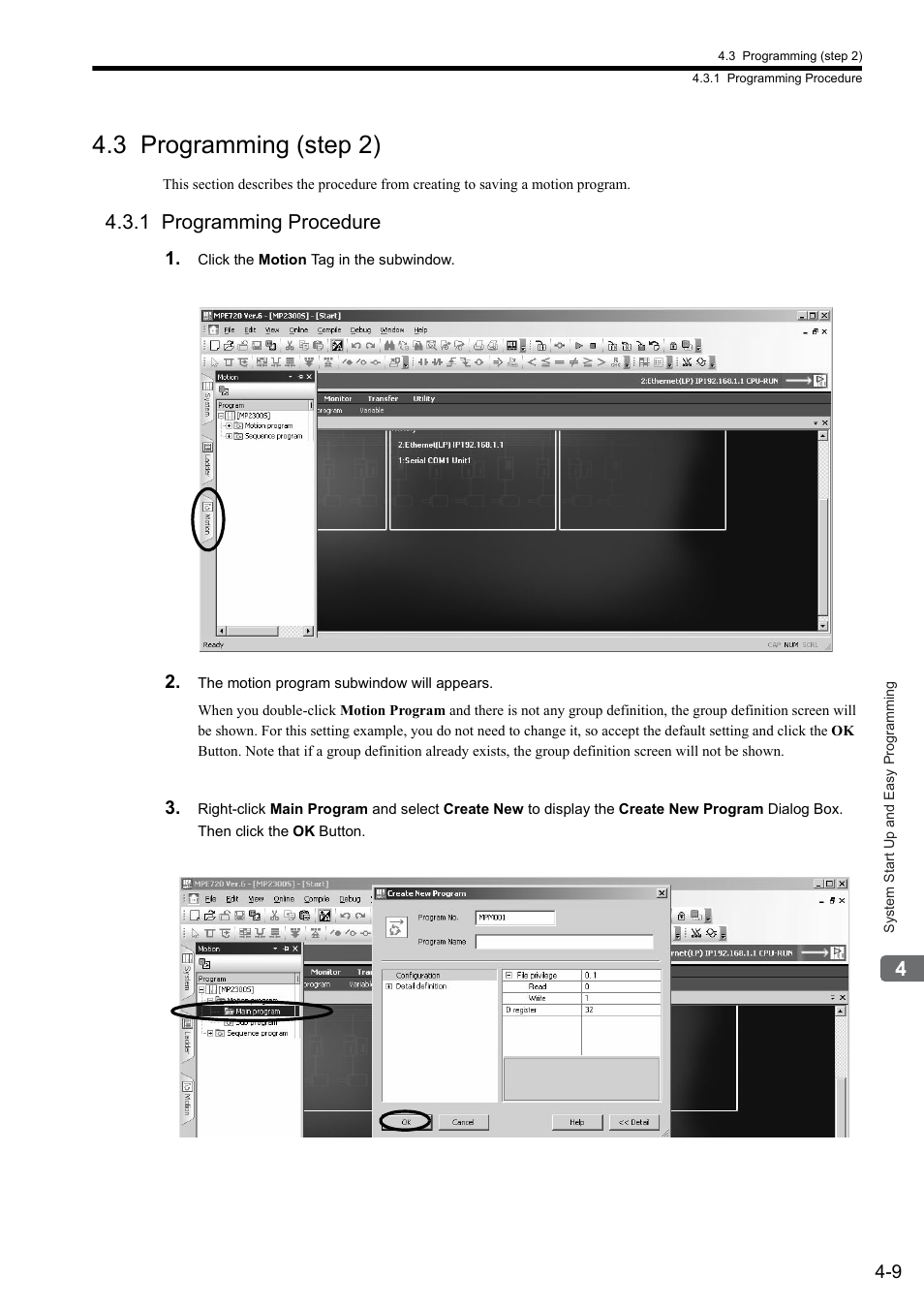 3 programming (step 2), 1 programming procedure | Yaskawa MP2300S Basic Module User Manual | Page 125 / 460