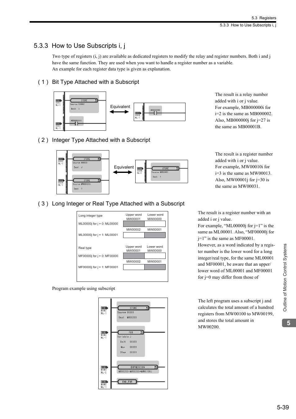 3 how to use subscripts i, j | Yaskawa MP2300S Basic Module User Manual | Page 172 / 460