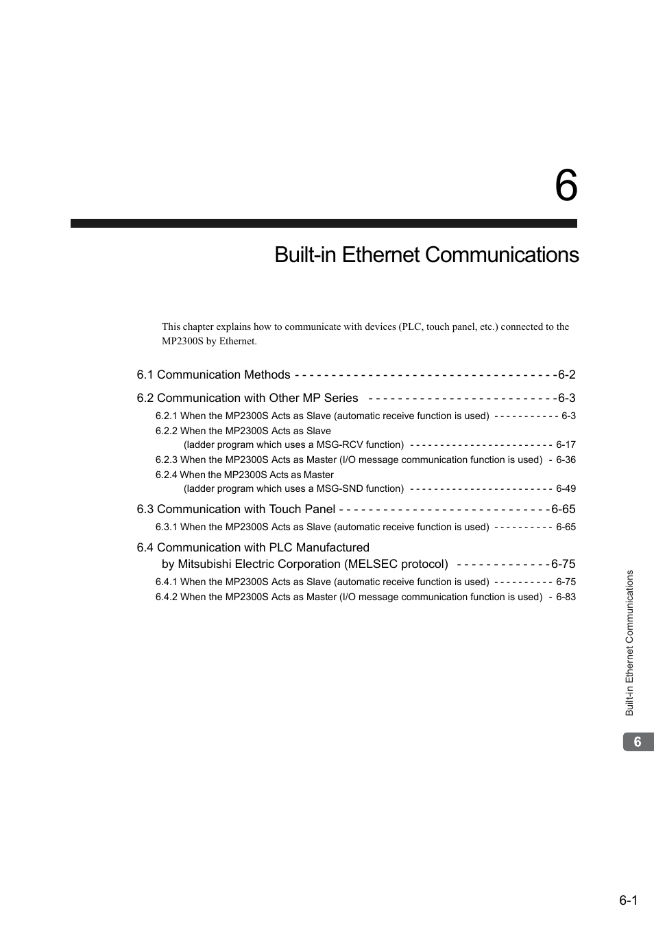 6 built-in ethernet communications, Built-in ethernet communications | Yaskawa MP2300S Basic Module User Manual | Page 190 / 460