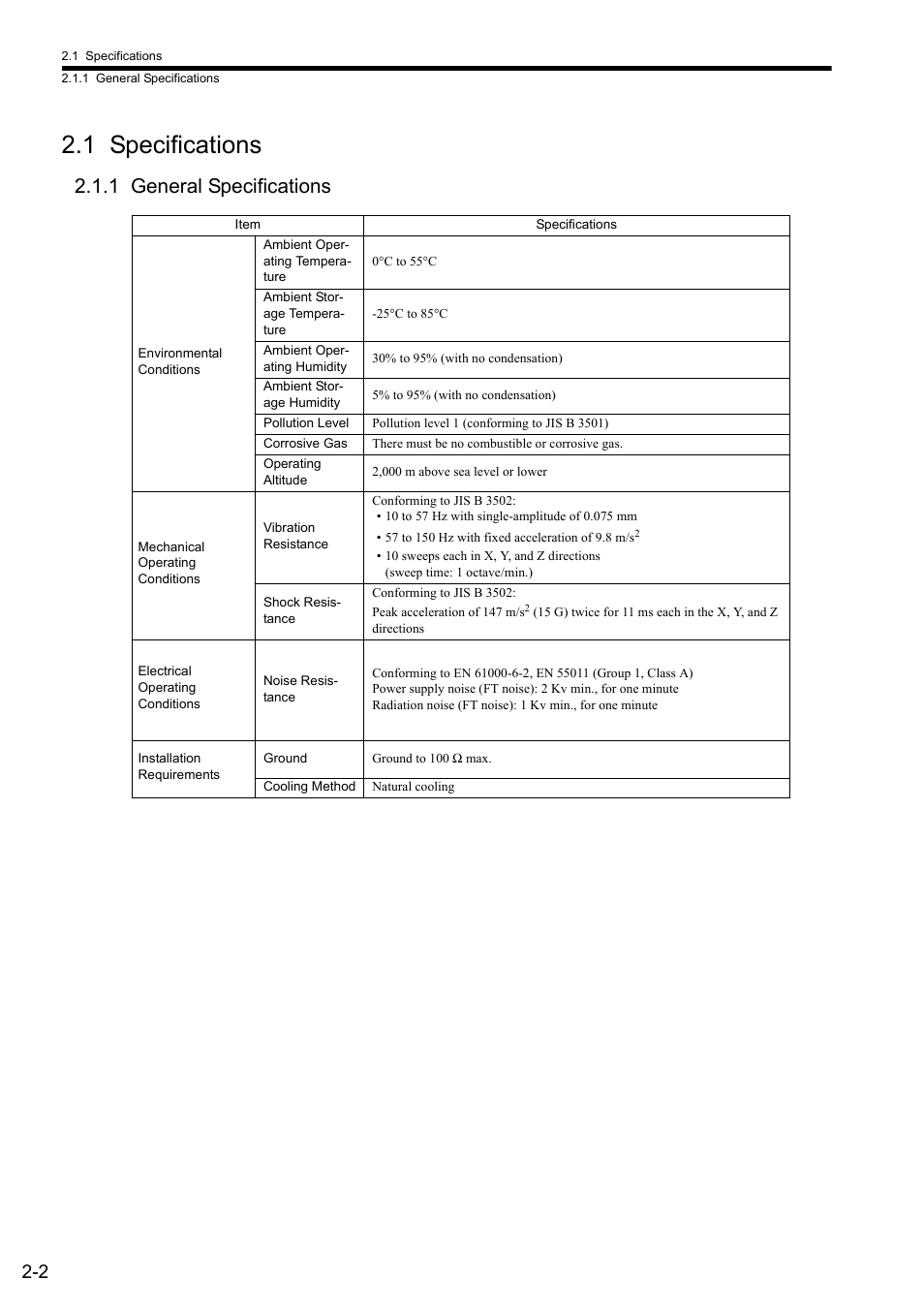 1 specifications, 1 general specifications | Yaskawa MP2300S Basic Module User Manual | Page 28 / 460
