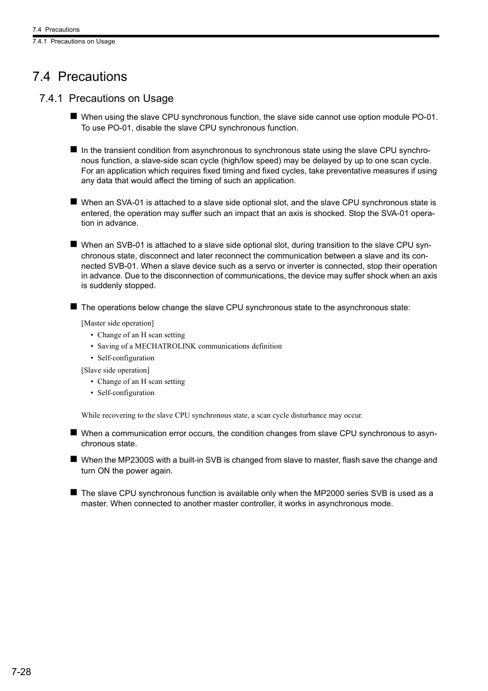 4 precautions, 1 precautions on usage | Yaskawa MP2300S Basic Module User Manual | Page 306 / 460