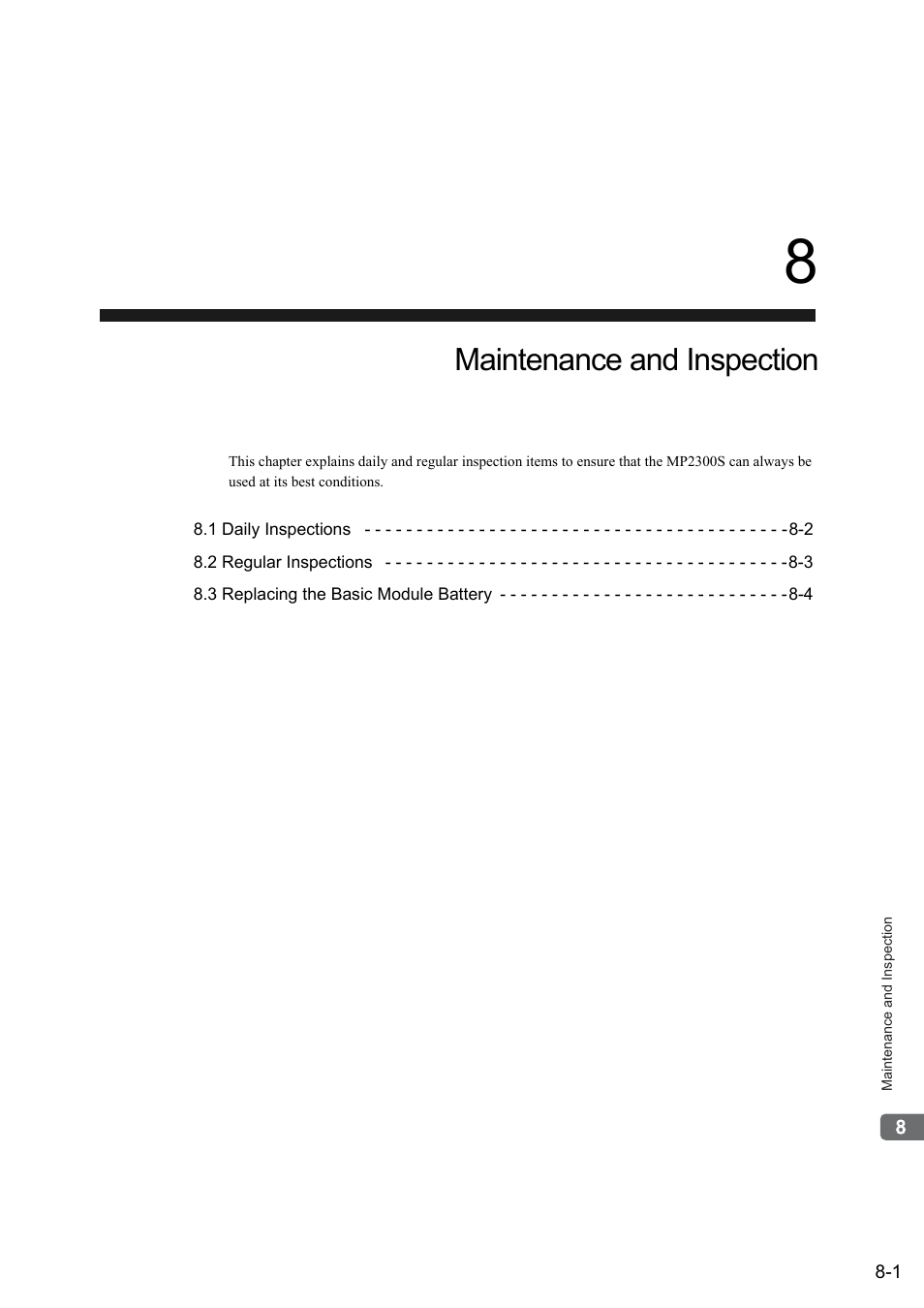 8 maintenance and inspection, Maintenance and inspection | Yaskawa MP2300S Basic Module User Manual | Page 308 / 460