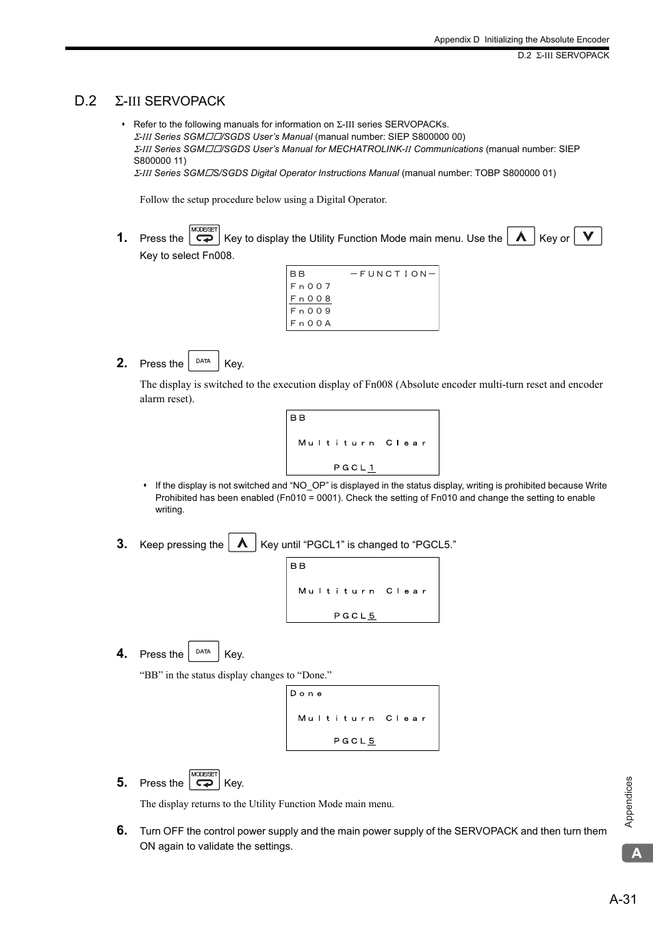 D.2 sigma-iii servopack, D.2 σ, A-31 | Iii servopack | Yaskawa MP2300S Basic Module User Manual | Page 353 / 460