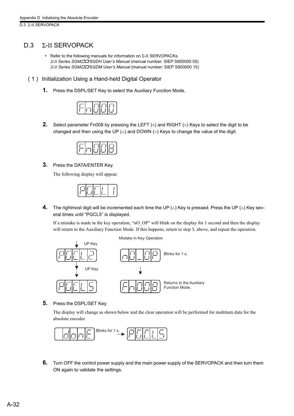 D.3 sigma-ii servopack, D.3 σ-ii servopack, A-32 | Yaskawa MP2300S Basic Module User Manual | Page 354 / 460
