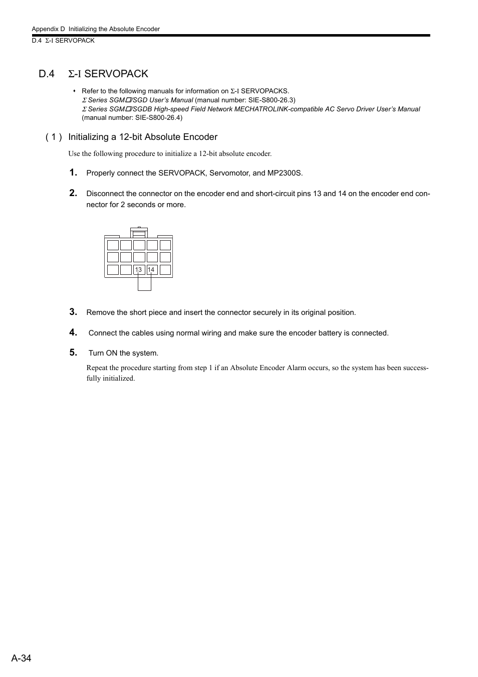 D.4 sigma-i servopack, D.4 σ-i servopack, A-34 | Yaskawa MP2300S Basic Module User Manual | Page 356 / 460