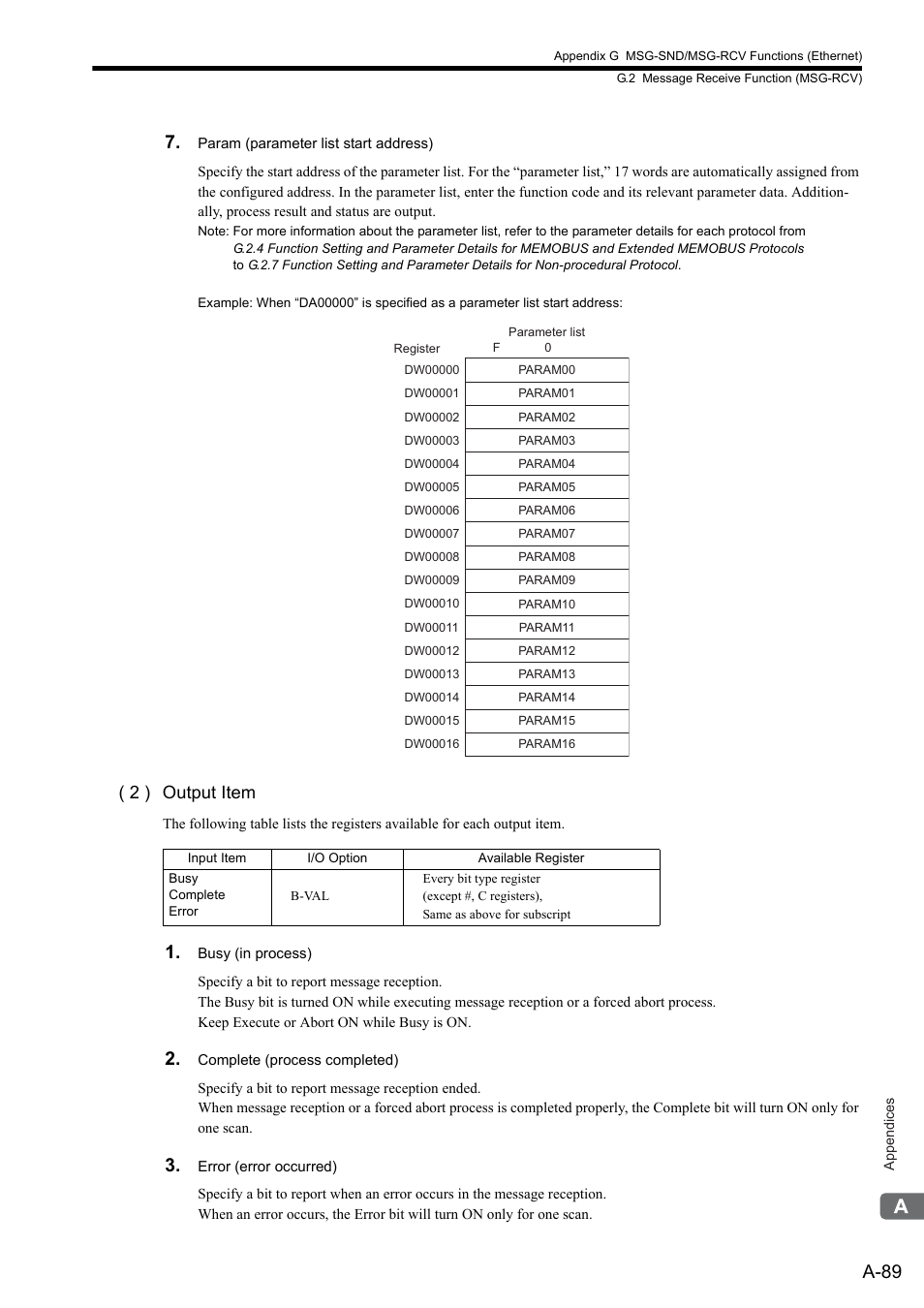 A-89, 2 ) output item | Yaskawa MP2300S Basic Module User Manual | Page 411 / 460