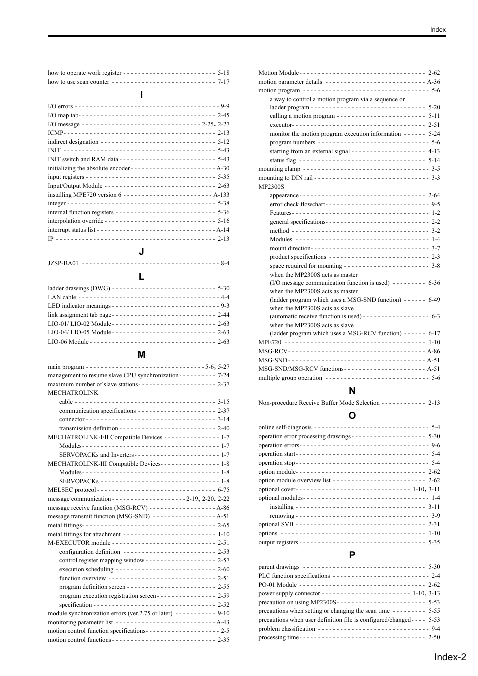 Index-2 | Yaskawa MP2300S Basic Module User Manual | Page 457 / 460
