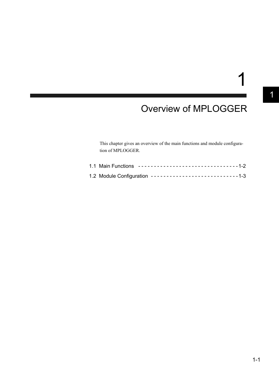 1 overview of mplogger, Overview of mplogger | Yaskawa MP900 Series MPLOGGER User Manual | Page 13 / 126