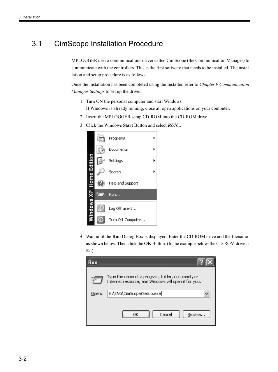 1 cimscope installation procedure | Yaskawa MP900 Series MPLOGGER User Manual | Page 20 / 126