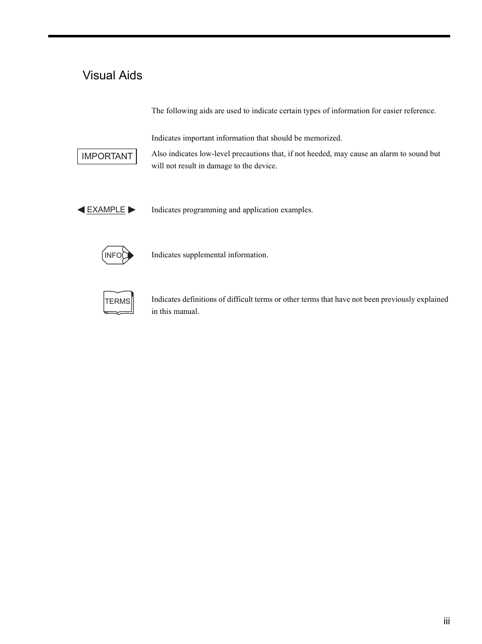 Visual aids | Yaskawa MP900 Series MPLOGGER User Manual | Page 3 / 126