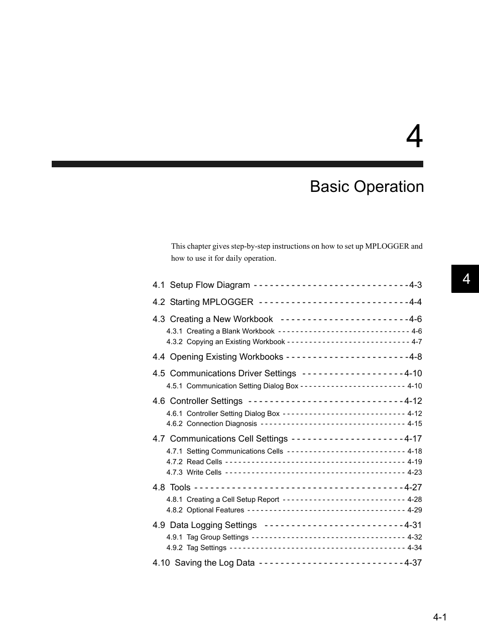 4 basic operation, Basic operation | Yaskawa MP900 Series MPLOGGER User Manual | Page 31 / 126