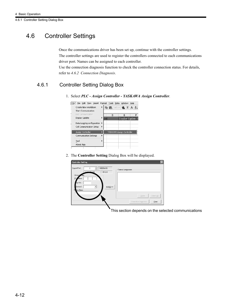 6 controller settings, 1 controller setting dialog box | Yaskawa MP900 Series MPLOGGER User Manual | Page 42 / 126