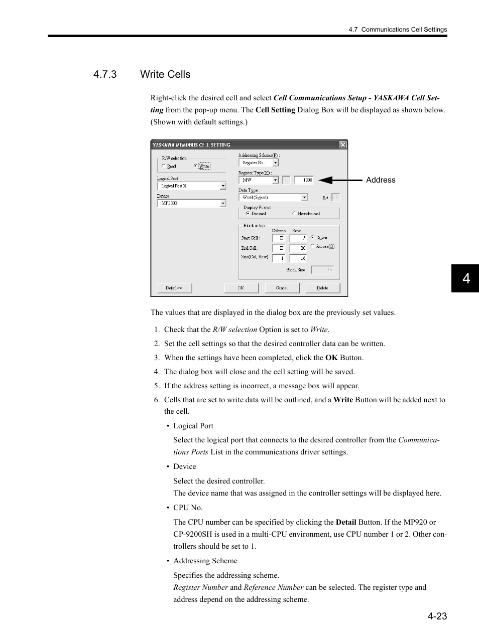 3 write cells | Yaskawa MP900 Series MPLOGGER User Manual | Page 53 / 126