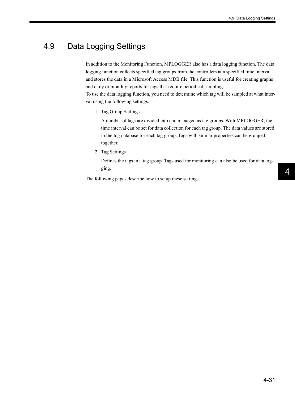 9 data logging settings | Yaskawa MP900 Series MPLOGGER User Manual | Page 61 / 126