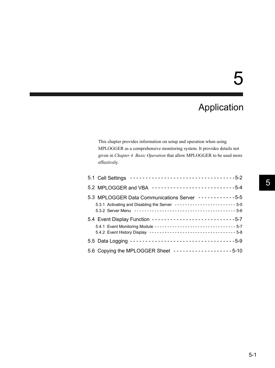 5 application, Application | Yaskawa MP900 Series MPLOGGER User Manual | Page 77 / 126