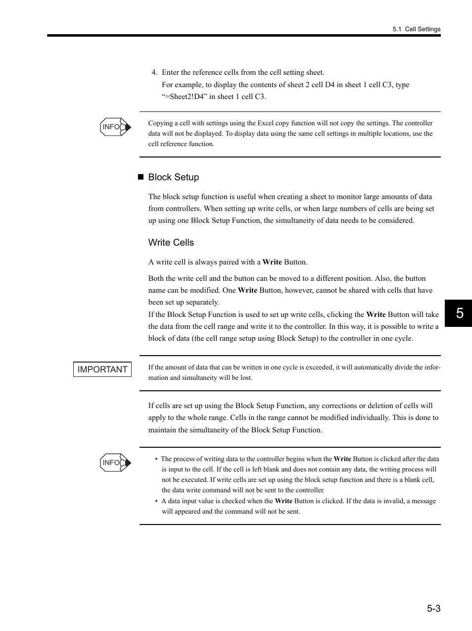 Block setup, Write cells | Yaskawa MP900 Series MPLOGGER User Manual | Page 79 / 126