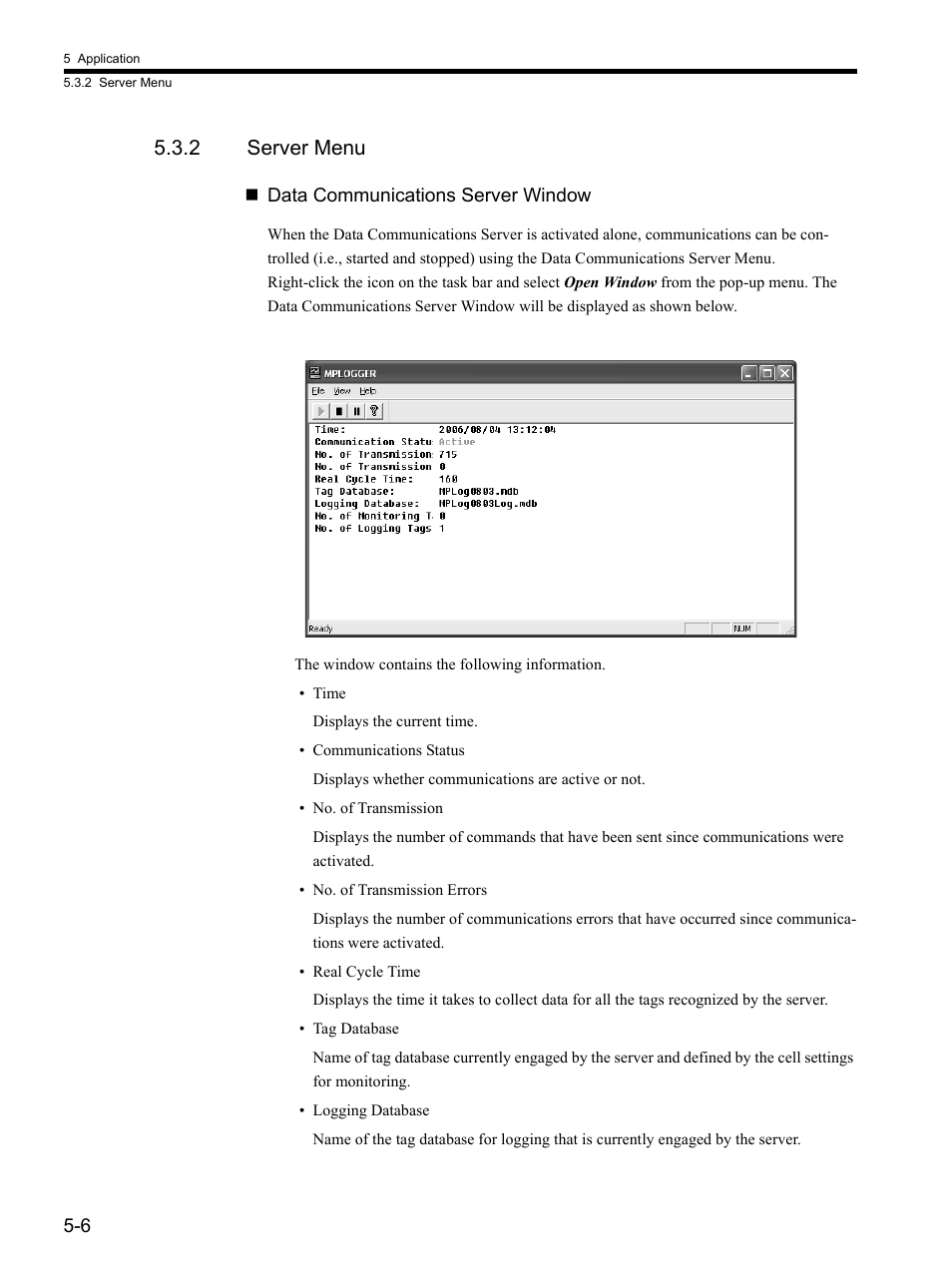 2 server menu | Yaskawa MP900 Series MPLOGGER User Manual | Page 82 / 126