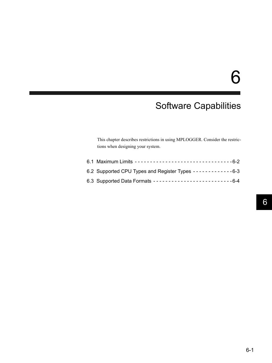6 software capabilities, Software capabilities | Yaskawa MP900 Series MPLOGGER User Manual | Page 88 / 126