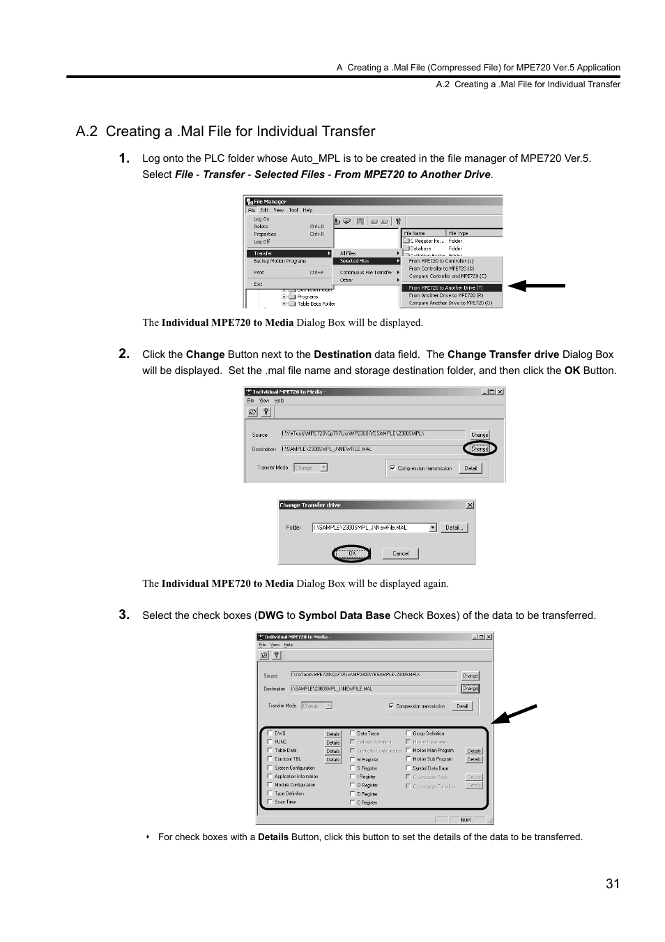 A.2 creating a .mal file for individual transfer | Yaskawa MPLoad Maker User Manual | Page 31 / 38