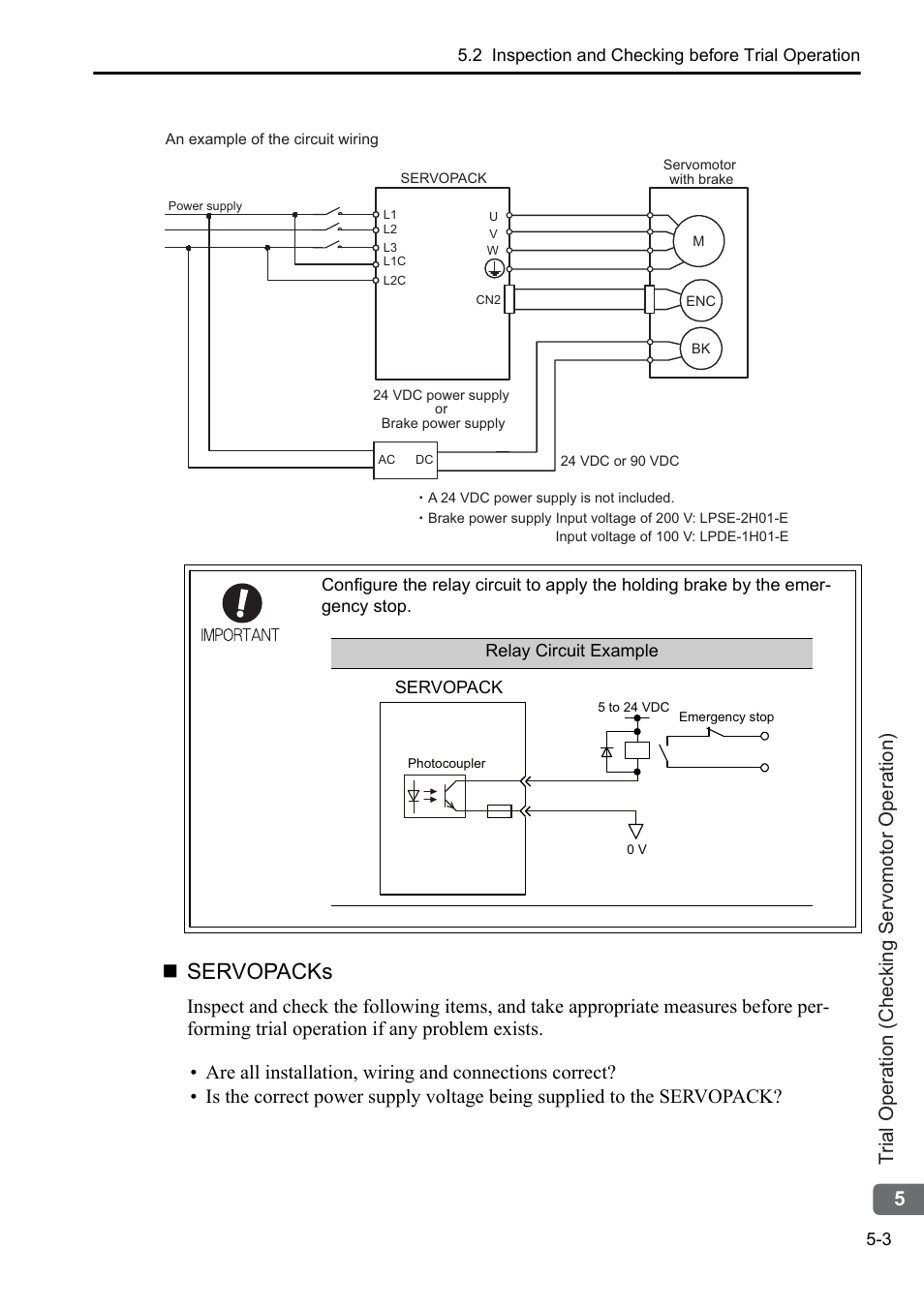 Servopacks, 5t rial operation (checking servomotor operation) | Yaskawa Sigma-5 User Manual: Setup for Rotary Motors User Manual | Page 100 / 113