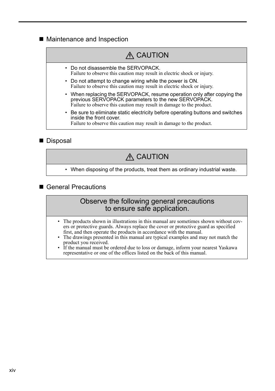 Caution | Yaskawa Sigma-5 User Manual: Setup for Rotary Motors User Manual | Page 14 / 113