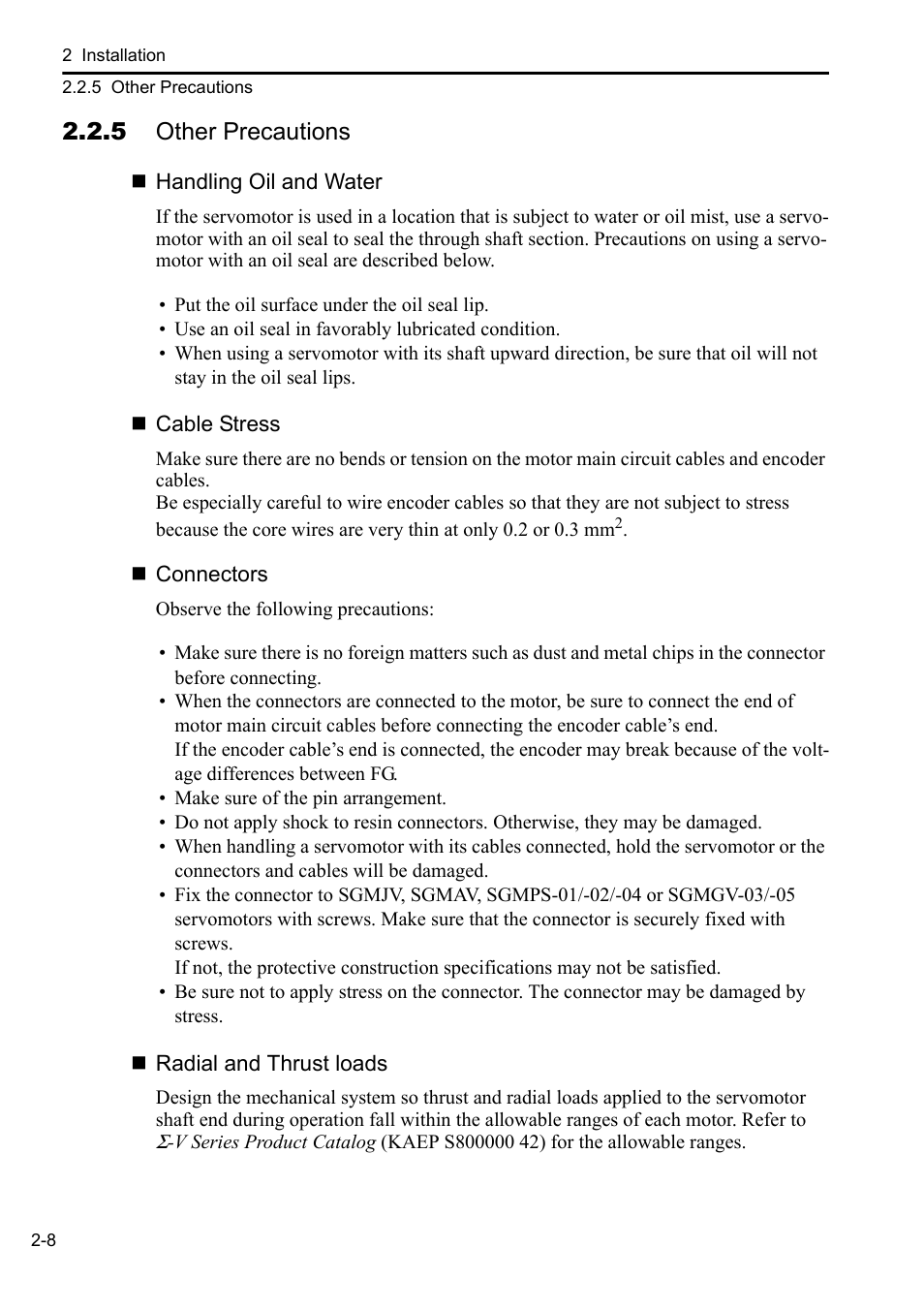 5 other precautions | Yaskawa Sigma-5 User Manual: Setup for Rotary Motors User Manual | Page 29 / 113