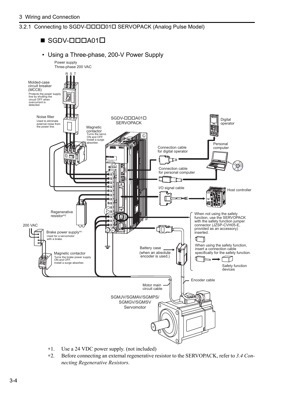 Sgdv-a01, Using a three-phase, 200-v power supply | Yaskawa Sigma-5 User Manual: Setup for Rotary Motors User Manual | Page 62 / 113