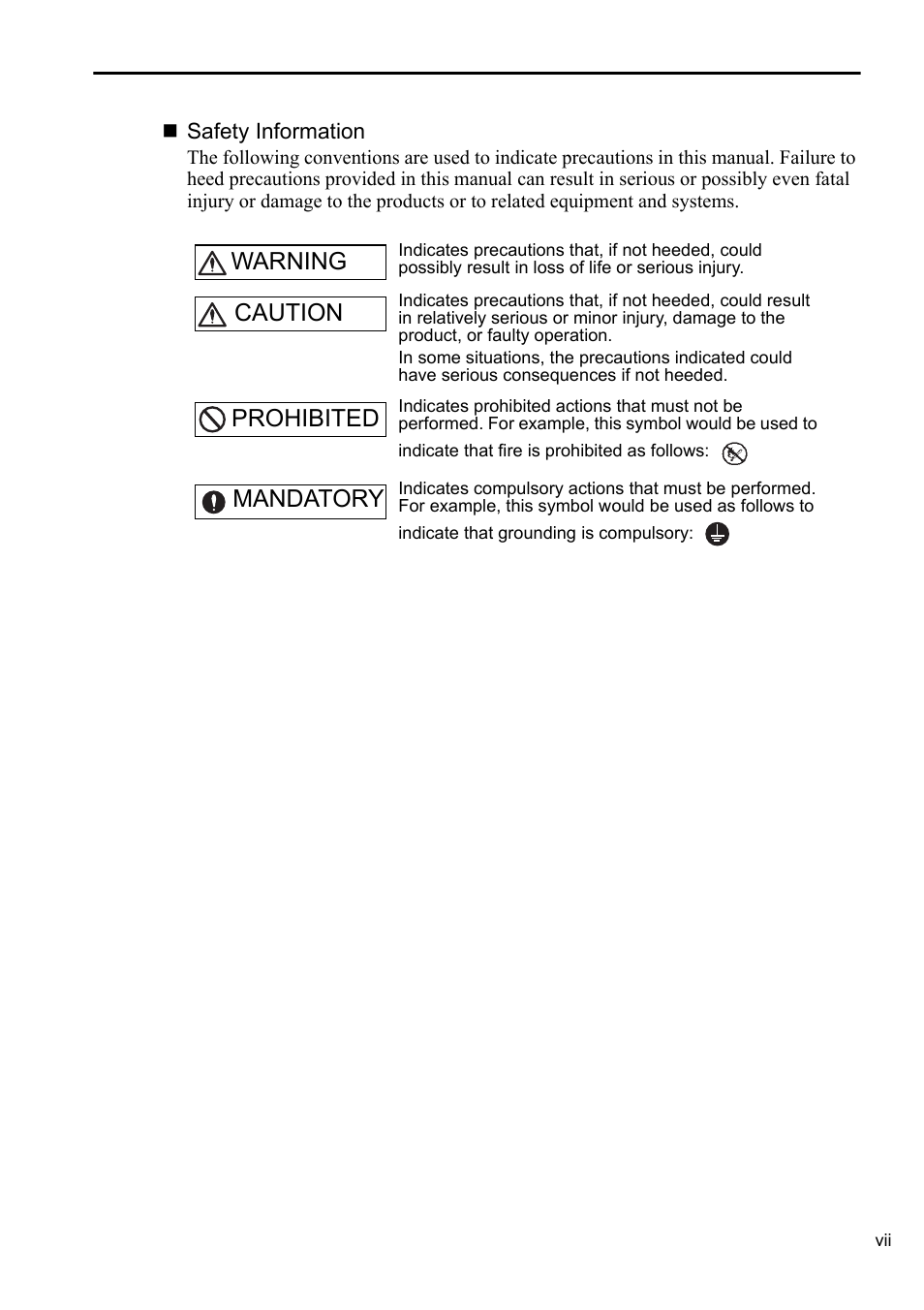 Warning caution prohibited mandatory | Yaskawa Sigma-5 User Manual: Setup for Rotary Motors User Manual | Page 7 / 113