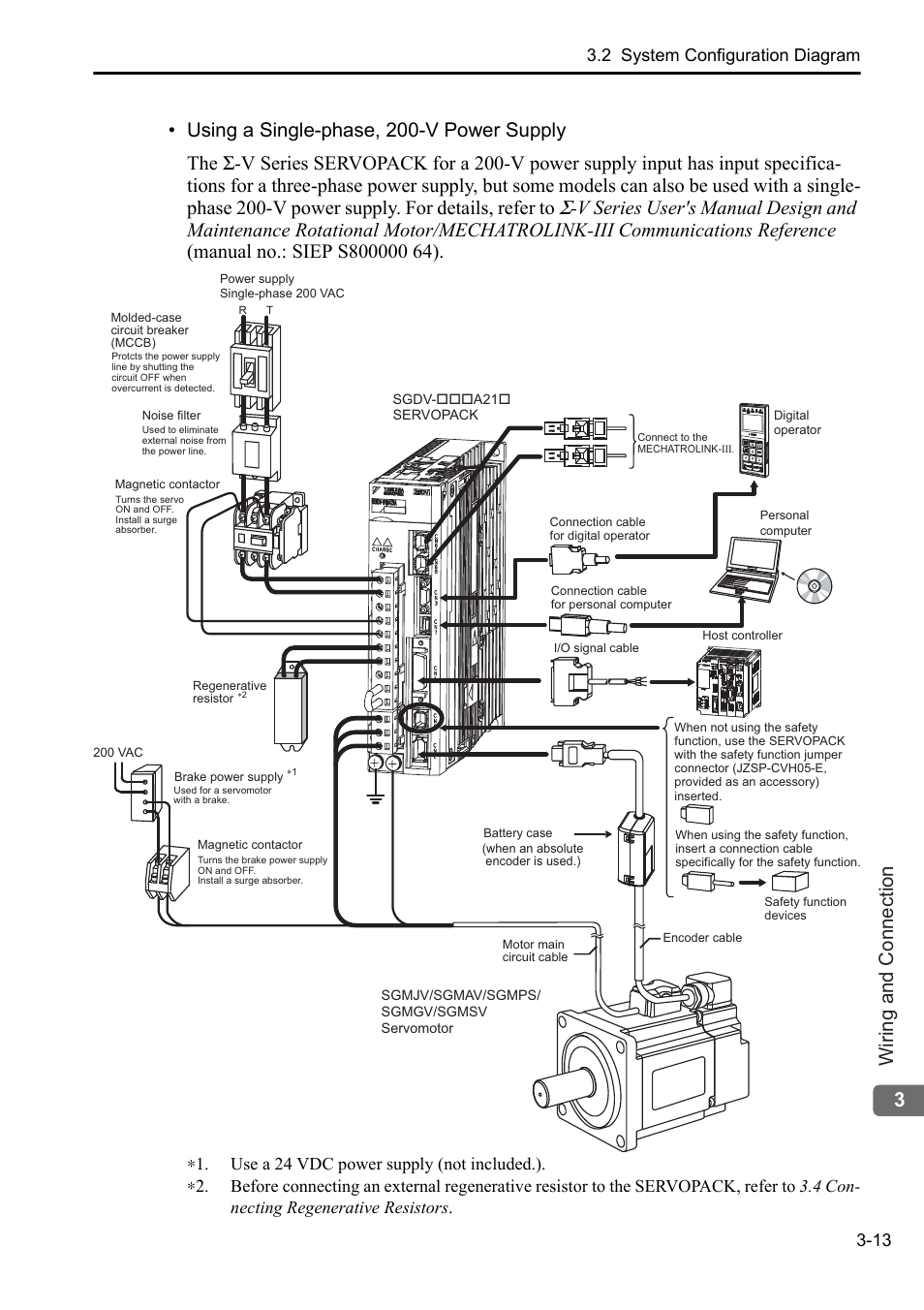 2 system configuration diagram 3-13 | Yaskawa Sigma-5 User Manual: Setup for Rotary Motors User Manual | Page 71 / 113