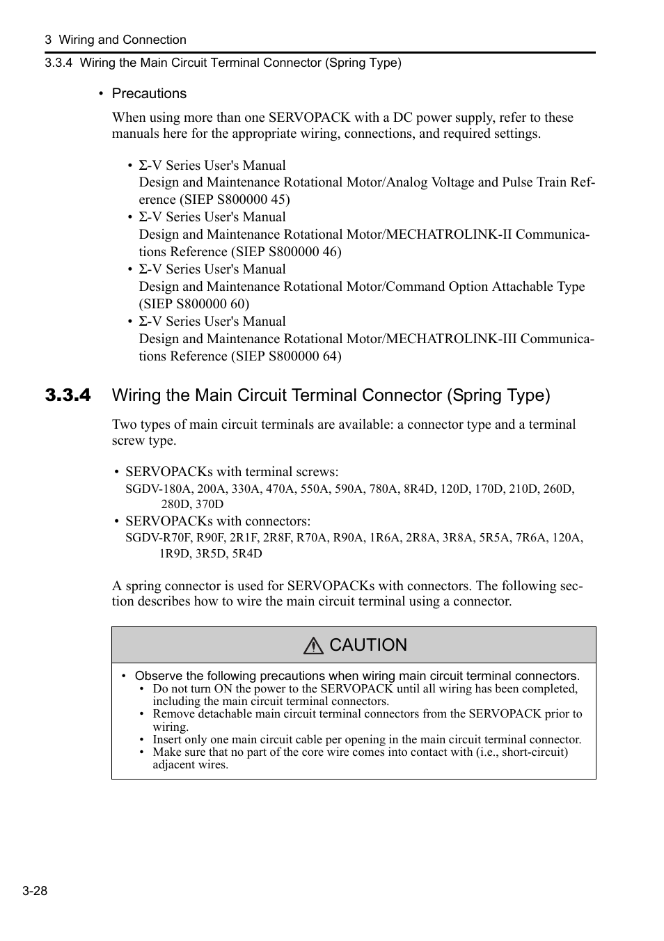 Caution | Yaskawa Sigma-5 User Manual: Setup for Rotary Motors User Manual | Page 86 / 113