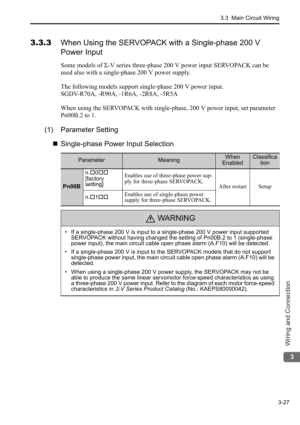 Warning | Yaskawa Sigma-5 User Manual: Setup for Linear Motors User Manual | Page 111 / 175