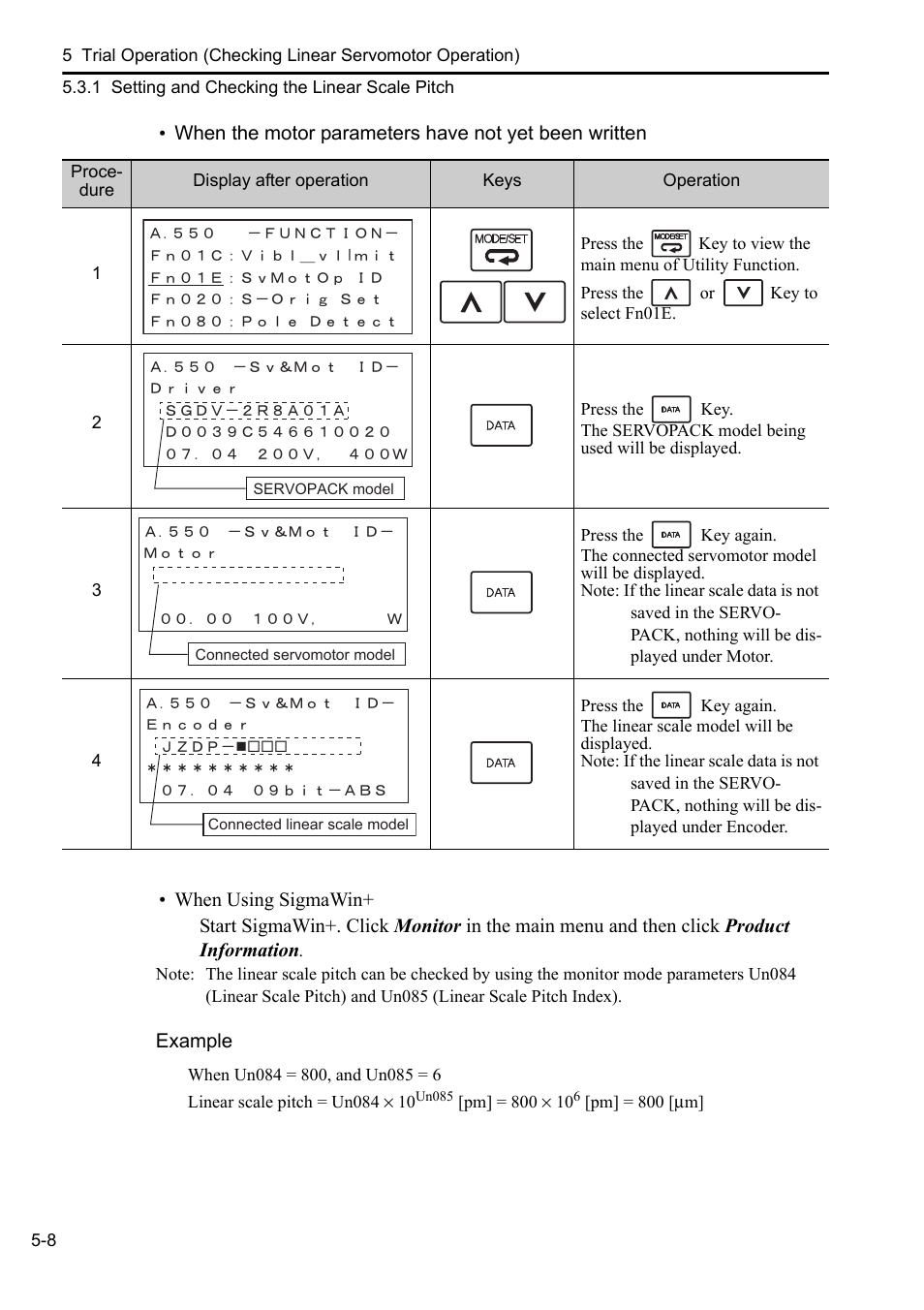 Yaskawa Sigma-5 User Manual: Setup for Linear Motors User Manual | Page 144 / 175