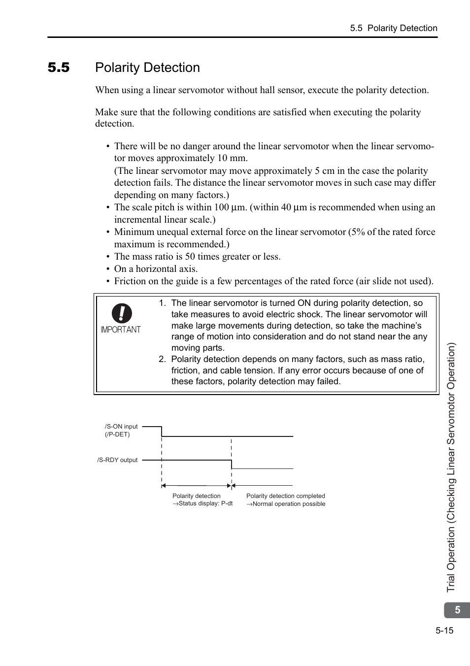 5 polarity detection | Yaskawa Sigma-5 User Manual: Setup for Linear Motors User Manual | Page 151 / 175